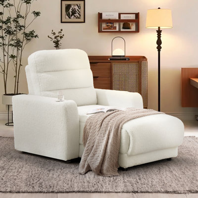 Upholstered Power Reclining Chaise Lounge with Cup Holder and Wireless Charging Function by Orren Ellis