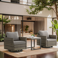Naresa Wicker Outdoor Accent Swivel Glider Lounge Chair Set by Ebern Designs