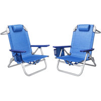 Backpack Beach Chairs (Set of 2), Folding Heavy Duty Camping Chair with Large Pockets by Arlmont & Co.