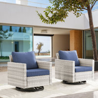 Briyona Wicker/Rattan 2 - Person Swivel Outdoor Seating Group with Cushions by Rosecliff Heights