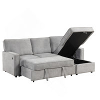 Sectional Sofa With Storage, Cozy Sleeper Sofa L Shaped Couch With Cup Holders by Latitude Run