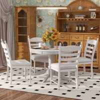 Roane 5 - Piece Extendable Dining Set with Round Extendable Dining Table and 4 Upholstered Dining Chairs by Red Barrel Studio