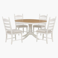 Roane 5 - Piece Extendable Dining Set with Round Extendable Dining Table and 4 Upholstered Dining Chairs by Red Barrel Studio