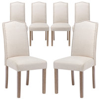 Tishena Tufted Linen Side Chair Dining Chair by Red Barrel Studio
