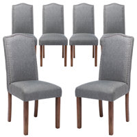 Tishena Tufted Linen Side Chair Dining Chair by Red Barrel Studio