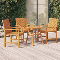 Patio Chair Outdoor Patio Furniture Dining Chair Solid Wood Acacia by Red Barrel Studio