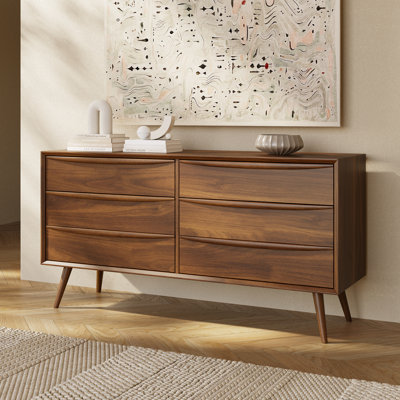 Cura 6 Drawer American Black Walnut Dresser by Poly & Bark