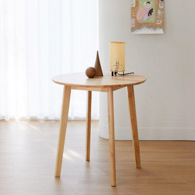 George Oliver Small Round Solid Wood Dining Table by George Oliver