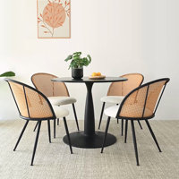 Atwater Upholstered Rattan Side Chair by Beachcrest Home