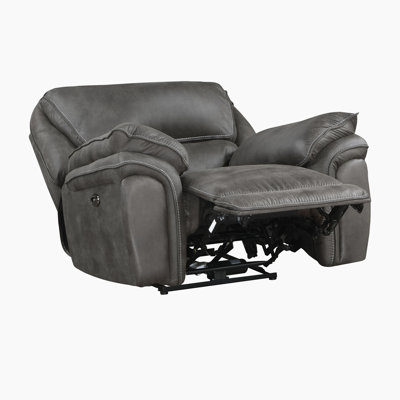 Lineham 44.5" Modern & Contemporary Polished Microfiber Reclining Chair with Pocket Coil Seating, Metal Reinforced Seat & Attached Cushions