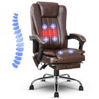 Medena 6 Point Massage Office Chair with Vibrating Massage and Heating Function, Footrest, Reclining Backrest, Height Adjustable by Inbox Zero
