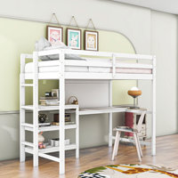Orwell Twin Size Wooden Loft Bed with Shelves And Desk by Harriet Bee
