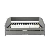 Armie Upholstered Daybed,with Two Drawers Trundle Upholstered Tufted Sofa Bed,Guest Bed by Wildon Home