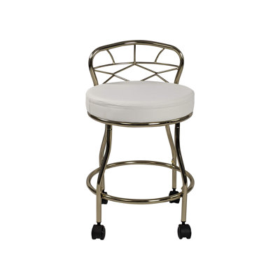 Graehl Faux Leather Vanity Stool with Casters by Wrought Studio