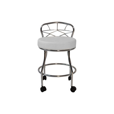 Graehl Faux Leather Vanity Stool with Casters by Wrought Studio