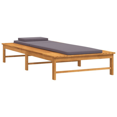 78.7" Long Reclining Acacia Single Chaise with Cushions