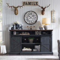 Farmhouse TV Stand for 80 Inch TVs, 38" Tall Entertainment Center w/Storage Cabinets and Sliding Barn Door, Media Console Cabinet by Gracie Oaks