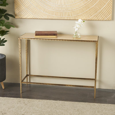 Anita Gold Marble Rectangular Living Room Console Table with Metal Legs, 37" x 12" x 28" by Willa Arlo Interiors
