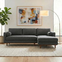 Morrison Large Right Sectional Sofa, Mid-Century Modern Couch with Chaise Lounge and Eco-Friendly Woven-Blend Fabric