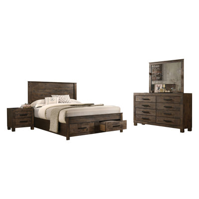 Feliberto 4 Piece Bedroom Set in Rustic Golden Brown by Loon Peak