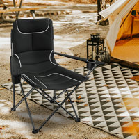 Nembhard Outdoor Camping Chair with Cooler Bag & Cup Holder Folding Lawn Chair with Adjustable Height & Reclining Angle Collapsible Padded Armchair wi