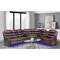 Bracyn 3 - Piece USB Vegan Leather Reclining Sectional with Sound System by Brayden Studio