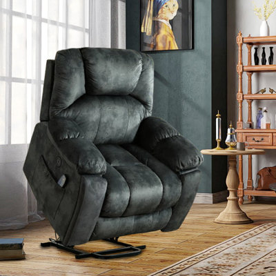 40.6" W Oversize Big Man Power Lift Assist Recliner Chair With Massage & Heating & Dual Cupholders & USB by Red Barrel Studio