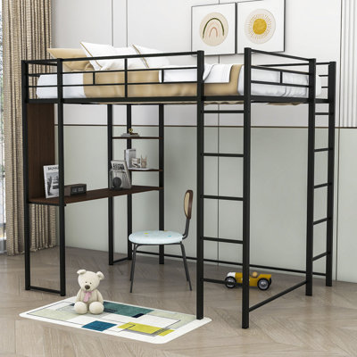 Alisi Kids Full Metal Loft Bed with Built-in Desk and Shelves by Mason & Marbles