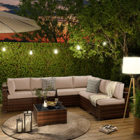 Wicker Rattan 2 Piece Sectional Seating Group with Cushions by Latitude Run