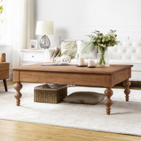 Aristidh 52"W Farmhouse Solid Wood Base Rectangular Lift Top Coffee Table with Storage Shelf by Lark Manor