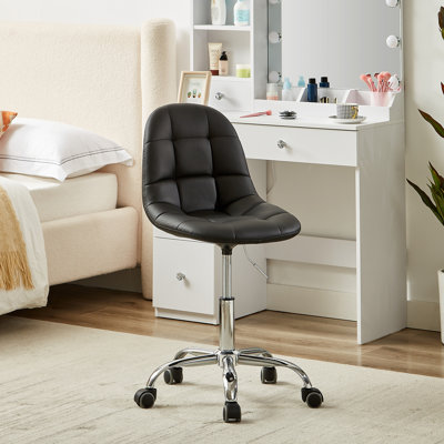 Norrin Modern Armless Upholstered Office Chair with Wheels – Adjustable Height Mid-Back Swivel Desk Chair for Home Office, Makeup Vanity, Study, and S by Inbox Zero