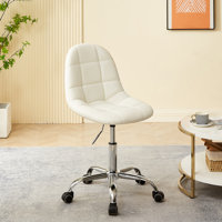 Norrin Modern Armless Upholstered Office Chair with Wheels – Adjustable Height Mid-Back Swivel Desk Chair for Home Office, Makeup Vanity, Study, and S by Inbox Zero