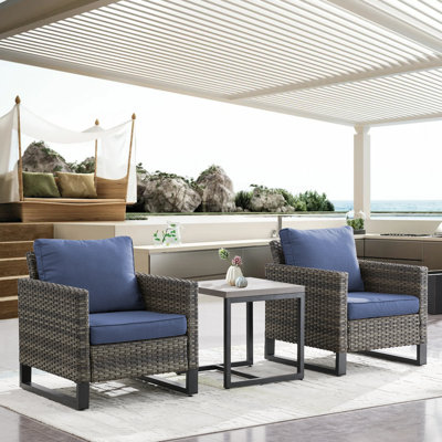 Braxley 3 Piece Rattan Seating Group with Cushions