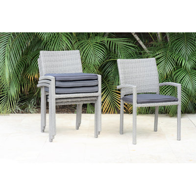 Fiester Fulton Wicker Gray Patio Dining Chair (Set Of 4) by Red Barrel Studio