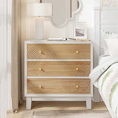 Fayola Rustic Farmhouse Three Drawer Dresser, Mid Century 3 Drawer Nightstand by Loon Peak