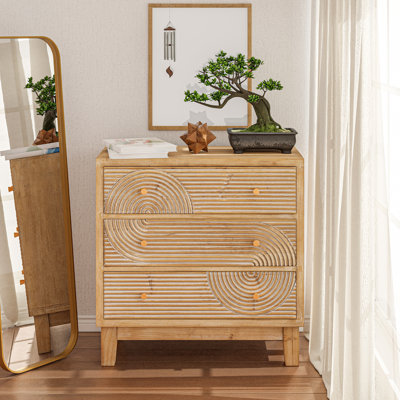 Fayola Rustic Farmhouse Three Drawer Dresser, Mid Century 3 Drawer Nightstand by Loon Peak