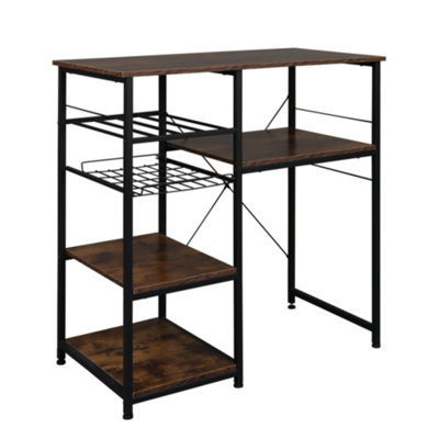 Livorna Microwave Oven Stand Storage Cart Bakers Rack With Drawer Brown by 17 Stories