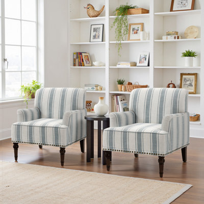 Iliana Armchair with Solid Wood Legs and Nailhead Trim by Wade Logan