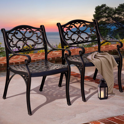 Aritra Metal Outdoor Dining Armchair by Lark Manor