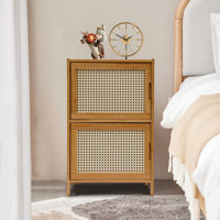 Bamboo 2 Tier Nightstand Cabinet for Bedroom, Living Room by Bay Isle Home