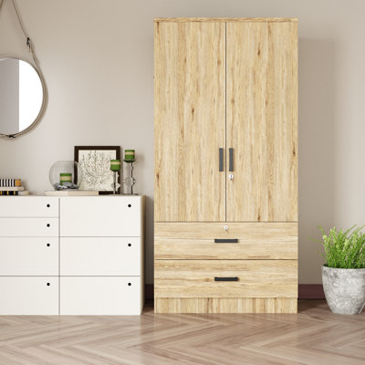 Scottie Armoire 2-Door Wardrobe with 2-Drawers New Design by Ebern Designs