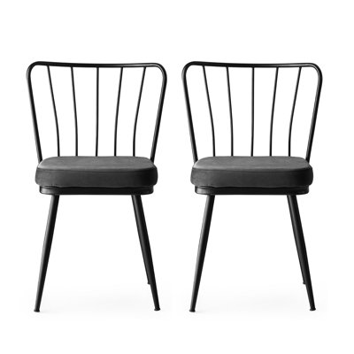 Metal Slat Back Side Chair in Black by East Urban Home