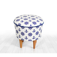 Beam 16.5" Wide Round Geometric Footstool Ottoman by East Urban Home