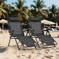 Nundley Outdoor Zero Gravity Folding Lounge Chair, 95-180 Degree Adjustable Recliner Sleeping Bed