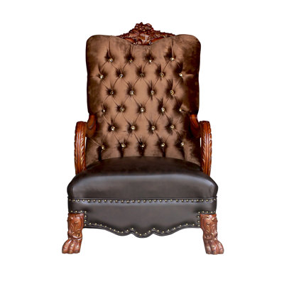 Adison Golden Brown and Cherry Oak Tufted Accent Chair by Bloomsbury Market