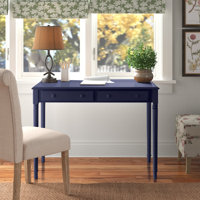 Stevens Farmhouse 2-Drawer Writing Desk - Navy by Breakwater Bay