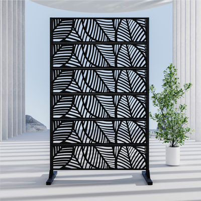 44.45" W x 72.36" H Outdoor Privacy Screen 6 - Panel Freestanding, Decorative Room Divider by EASCOM