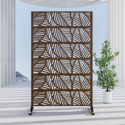 44.45" W x 72.36" H Outdoor Privacy Screen 6 - Panel Freestanding, Decorative Room Divider by EASCOM