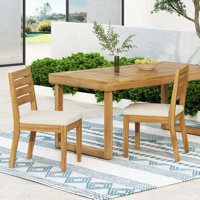 Arlynes Acacia Patio Dining Side Chair with Cushion by Lark Manor