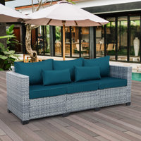 Outdoor Couch Patio 3 Seater Sofa Deep Seat High Backrest Waterproof Cover and Anti-Slip Cushions by Latitude Run